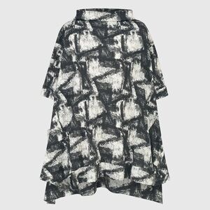 Alembika MARBLE CRINKLE TRAPEZE TOP, BLACK WHITE size Large